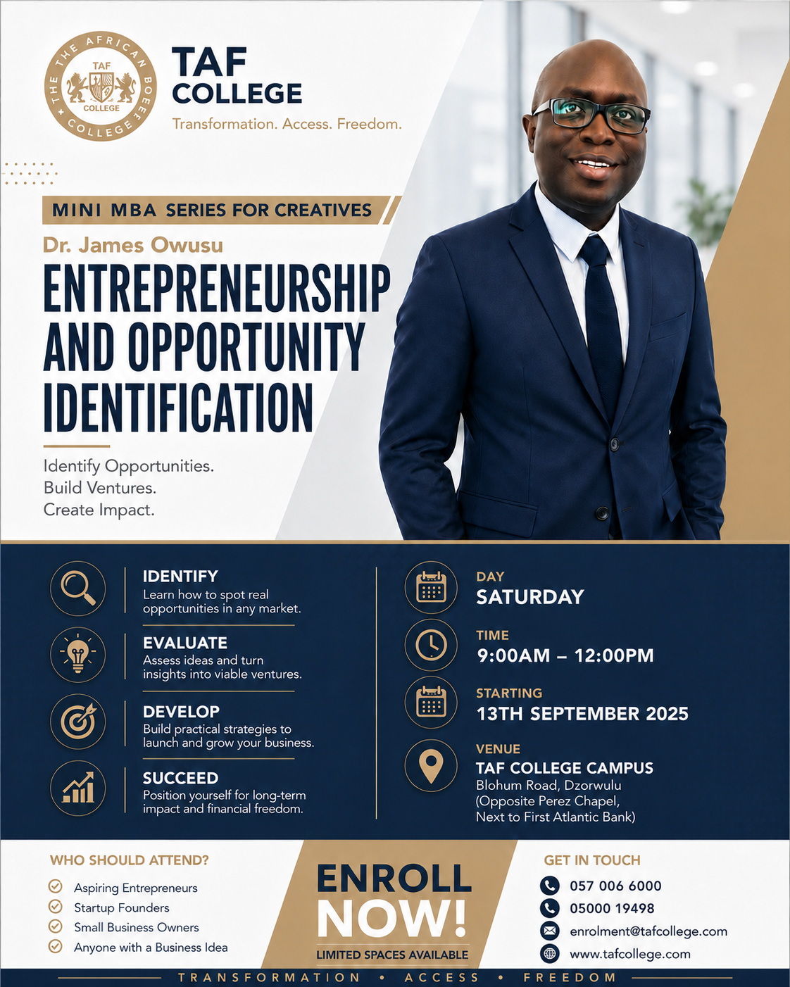 Dr. James Owusu — Entrepreneurship and Opportunity Identification
