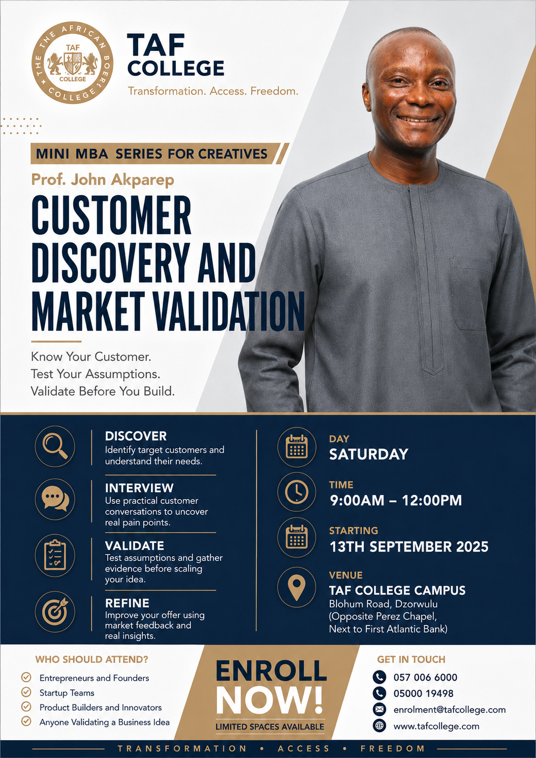 Prof. John Akparep — Customer Discovery and Market Validation